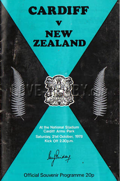 1978 Cardiff v New Zealand  Rugby Programme